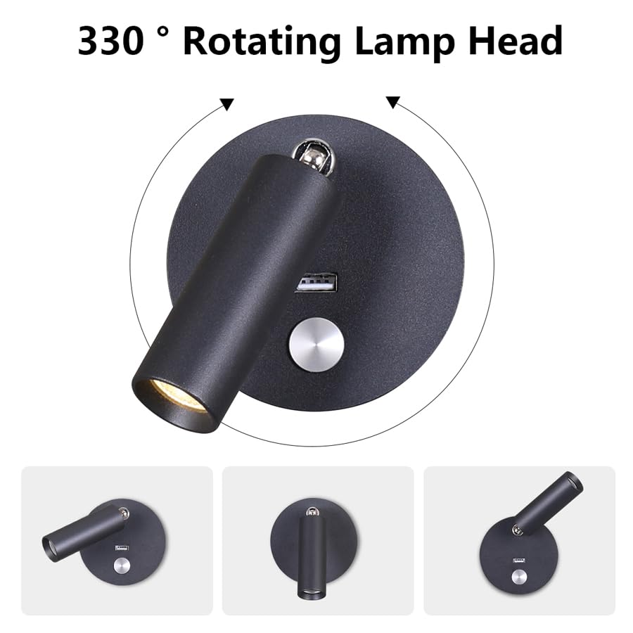 Image of Surface Wall Mounted Reading Light Sconces Lamp Touch Dimmer Switch LED 3W Warm White 3000K 2PCS (Hardwired)
