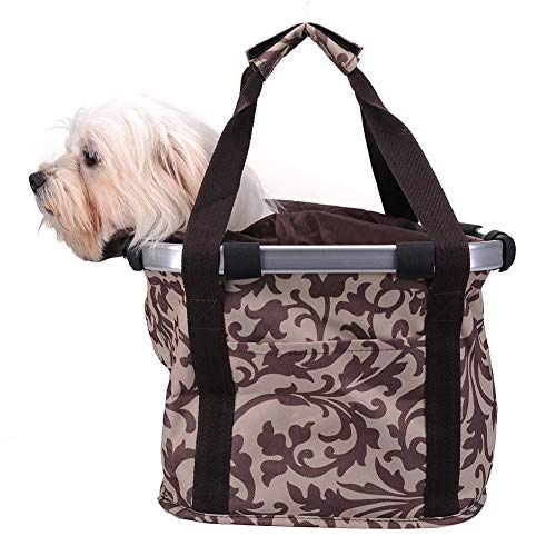 GLE2016 Bike Basket, Foldable Small Pet Cat Dog Carrier Front Removable Bicycle Handlebar Basket Quick Release Easy Install Detachable Cycling Bag Mountain Picnic Shopping - Thumbnail 7