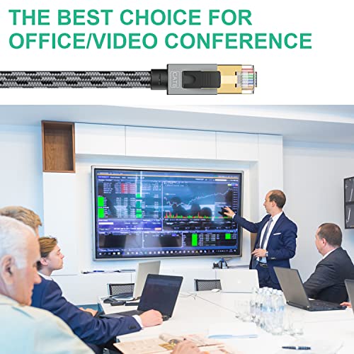 Snanshi 200 Ft Ethernet Cable - Cat 8 Ethernet Cable 200 Ft Heavy Duty 26Awg Nylon Braided High Speed Cat8 Network Lan Patch Cord, 40Gbps 2000Mhz Sstp Double Shielded Long Ethernet Cable #TOP6