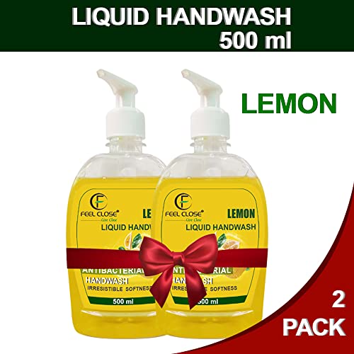 Image of FEEL ON 500 ml (Pack of 2) Liquid Handwash Refill - Original Germ Protection Paraben Free | Aqua Handwash Moisturizer and Soft on Hands (Lemon)