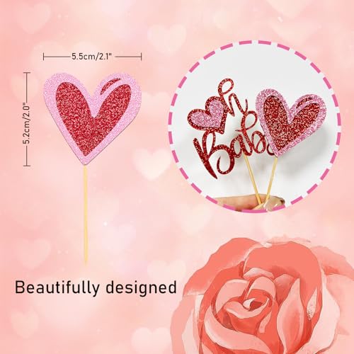 24Pcs Happy Valentine's Day Cupcake Toppers,Sweet Love Theme Cupcake Picks for Valentine's Cake Decorations (Oh baby) - Image 2