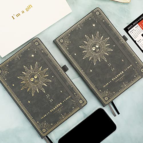 2023-2024 Planner - Jul.2023 - Jun.2024, 2023-2024 Planner, Academic Planner 2023-2024, 2023-2024 Planner Weekly & Monthly With Tabs, 5.75" X 8.25", Soft Faux Leather With Pen Loop, Back Pocket - Mystic Grey #TOP1