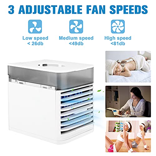 Portable Air Cooler, 4-In-1 Small Air Conditioner, Air Cooling Fan, Aroma Diffuser,7 Led Lights, 3 Speed Usb Desktop Cooling Fan For Home, Room, Office. #TOP1