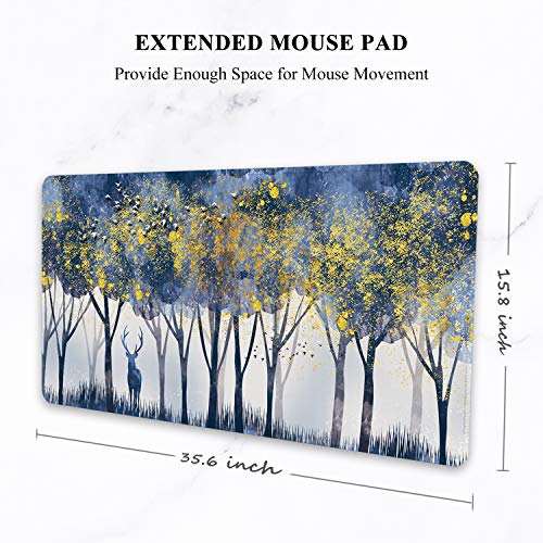Image of Auhoahsil Large Gaming Mouse Pad, XXL 35.4 x 15.7 in Desk Mat, Forest Deer