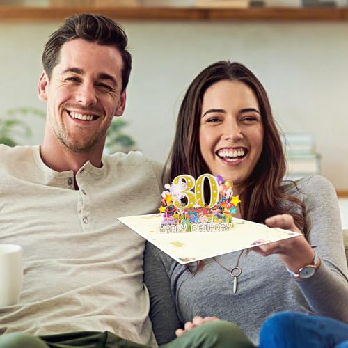GREETING ART Cartão de aniversário de 30 anos, decorações de aniversário de 30 anos para mulheres e