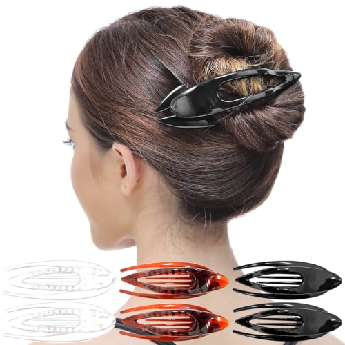 RC ROCHE 6 Pcs Flat Claw Hair Clips for Women No Slip, Small Brown Black