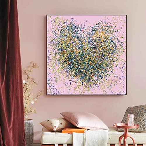 Peinture sur Toile Coeur KEBIA Tableaux pour Salon Décoration Murale 40x40cm