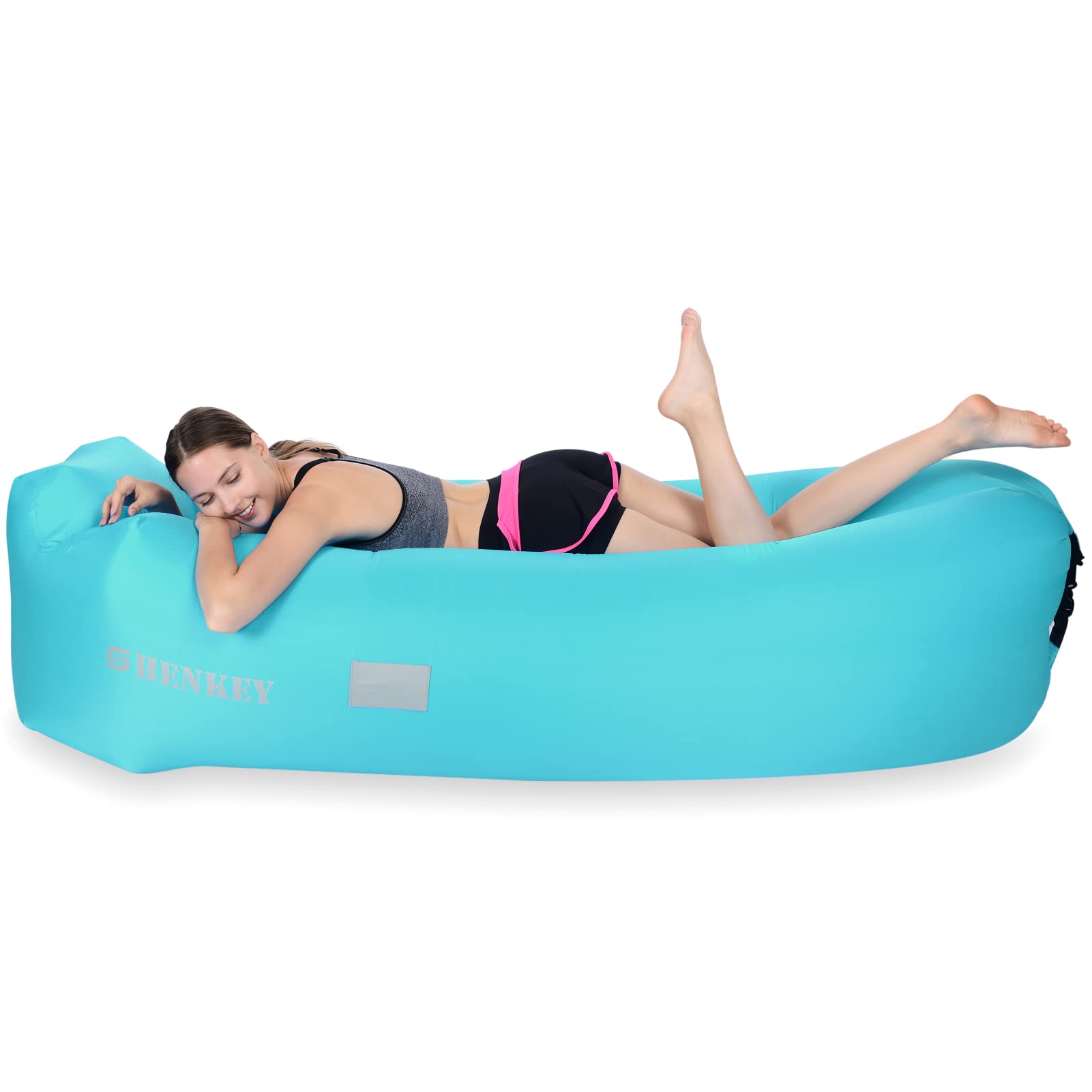 SHENKEY Inflatable Lounger, Air Sofa Hammock with Waterproof and Anti-Leak Design - Perfect Portable Inflatable Couch for Backyard Lakeside Beach Traveling Camping Picnics and Music Festivals (Green)