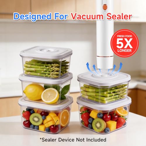 Image of Vixino Vacuum Seal Containers, 3Pcs Reusable Food Storage Containers with Lids for Meal Prep and Freezer, BPA-Free,Microwave Safe,Leak-proof, Airtight (Vacuum Sealer Not Included)