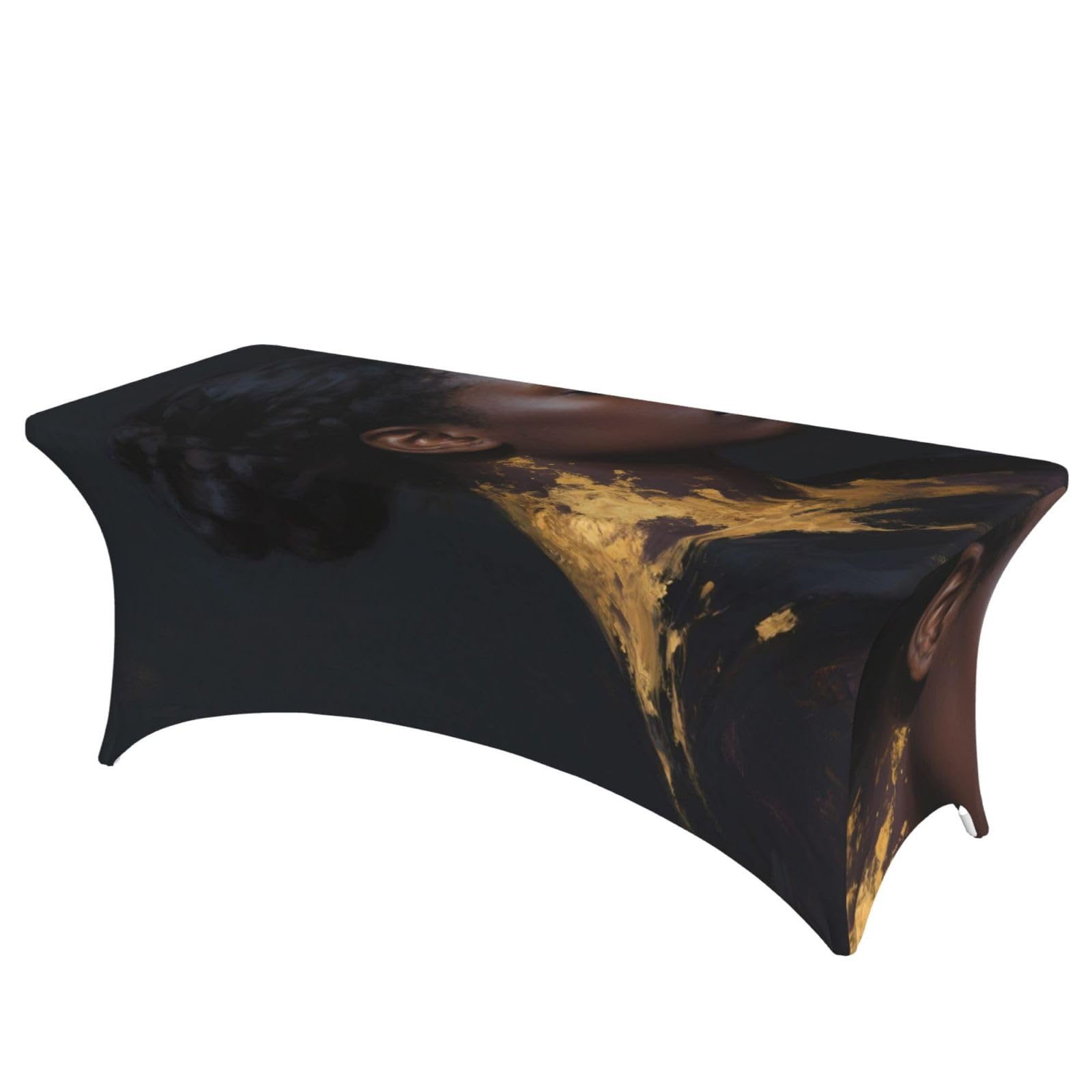 FekiLoot Black Women Spandex Tablecloth for Rectangular Tables, 6ft Decoration Elastic Fitted Tablecloth Stretch Table Cover Wrinkle Resistant Table Protector for Party Events Wedding Banquets