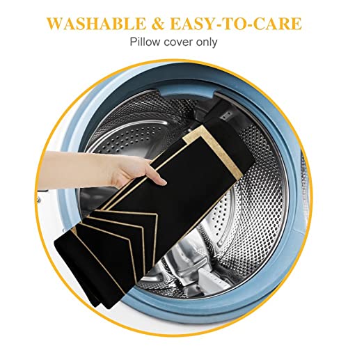 Rurals Art Deco Design Black Gold Decorative Pillow Covers Cozy Soft Throw Pillowcase Square Couch Cushion Cover For Home Decor Sofa Living Room Bed Car 18X18 Inch #TOP3