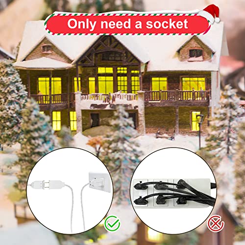 Meonum Accessory Cord With Two Led Bulbs, Blow Mold Christmas Craft Light With Outlet And Plug, Spare Fuse C7 Bulb Christmas Village Accessories White Indoor String Lights (1 Pack) #TOP1
