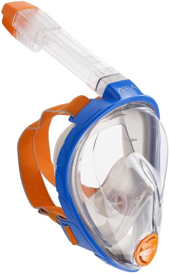 ARIA Snorkeling Mask, Full Face Mask for Scuba Diving with Panoramic View, Easy Breathing Anti-Fog System, Anti-Leak and Dry Top, Small Size, Color Blue