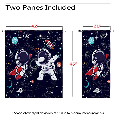 Oninuo Cute Astronaut Blackout Curtains For Girls Boy Home Decor, Space Cartoon Funny Spaceman Grommet Thermal Insulated Drapes Darkening Window Curtain For Bedroom Living Room, 42 X 45 Inch #TOP3