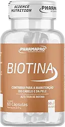Biotina Pura 60 Capsulas Vitamina B7 Cabelo Pele Unha Vitamina Alta Concentração de Biotina Para Homens e Mulheres Firmeza Rende 60 Doses Matéria Prima Importada Original - Pharma Pro