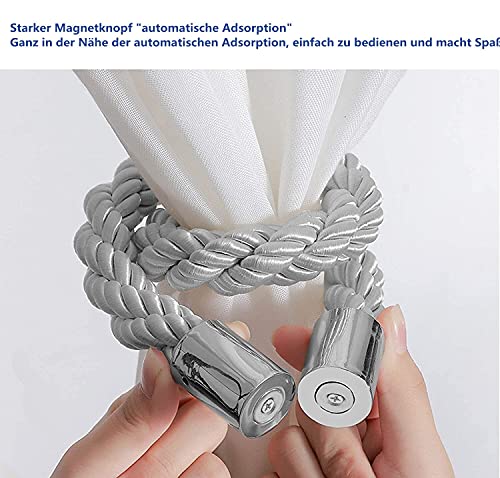 Raffhalter VEGCOO 4 Stück Magnetisch, Grau für Vorhänge