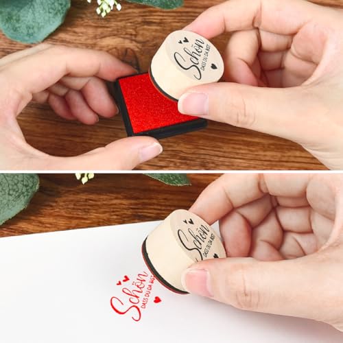 9Pcs Stempel Holz mit Stempelkissen, Vielen Dank Holzstempel Schön Dass du da Bist Viel Glück Stempelset, Stempel Danke für Geschenkverpackung Grußkarte Einladung Kartenbasteln Scrapbooking