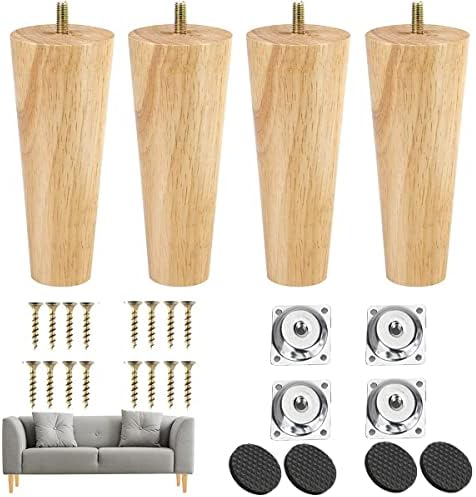 4 Möbelfüße Aus Eiche 10cm - Tischbeine Mit Montageplatten & Schrauben