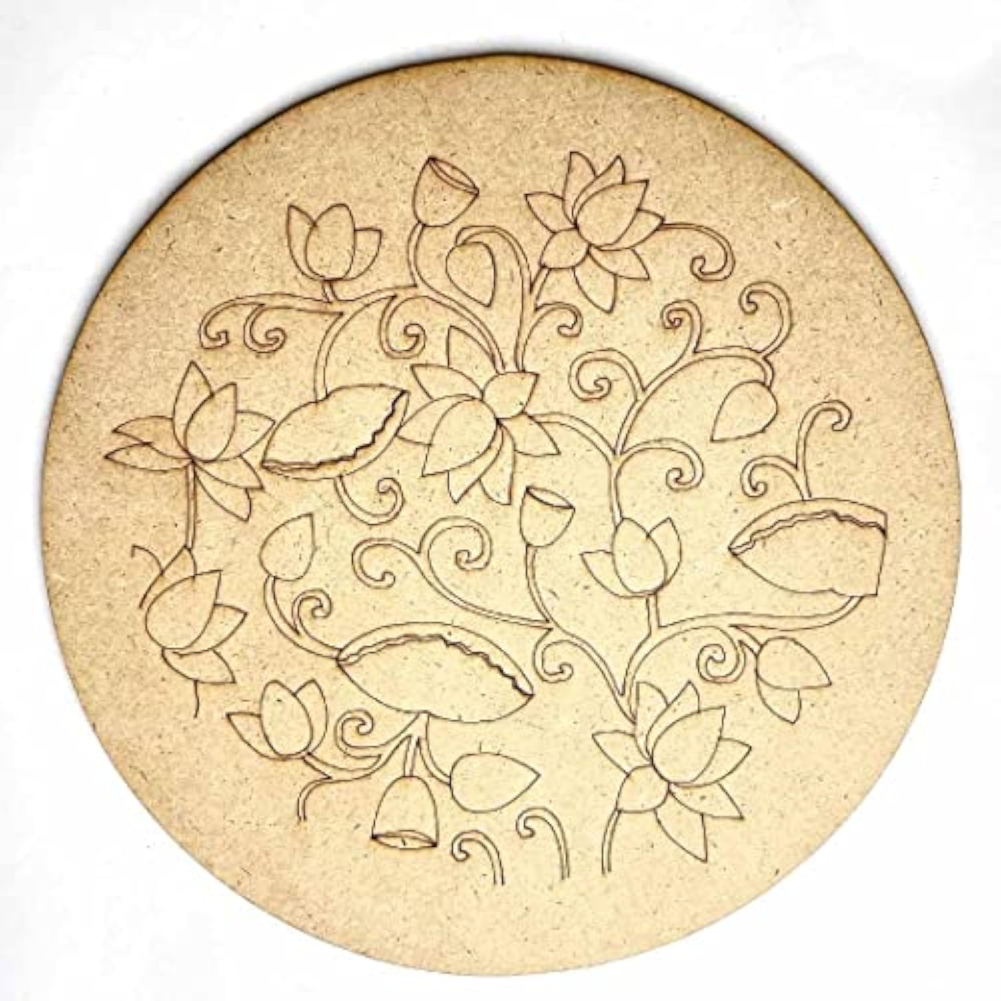 MDF Engraved Design Wall Plate Base with Frame, DIY Craft Set of 2