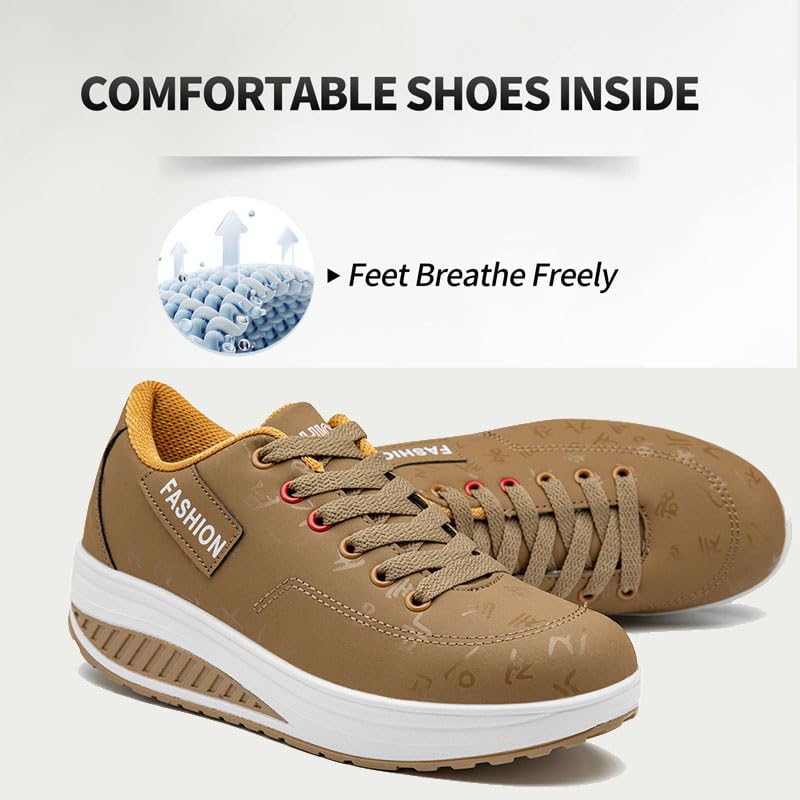 Women's Low Top Casual Walking Platform Wedge Sneakers Stylish Lightweight Sport Shoes Slip on Fashion Comfortable Running Shoes4