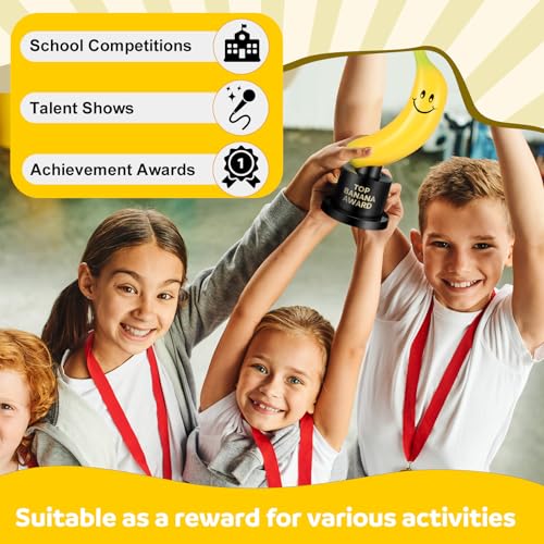 Tondiamo 6 Pcs Top Banana Award Funny Trophy, Yellow Plastic Black Stand - image 5