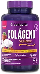 Colágeno Mastigável Sanavita Sabor Morango. 72g | 15 Porções