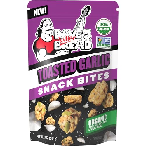 Dave's Killer Bread Toasted Garlic Organic Snack Bites, Garlic Organic Snacks, 7.2 oz - image 1
