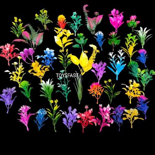TOYSFAST (20 Pcs Mix Grass) Flower Grass Artificial Mini Plastic Grass(Tree) for Project Making and Decoration Green Grass, Multi Colour Flower Grass,Craft Grass(N34)-image-32