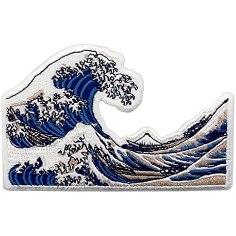 ZEGIN Great Wave off Kanagawa Patch Embroidered Applique Badge Iron On Sew On Emblem Cover
