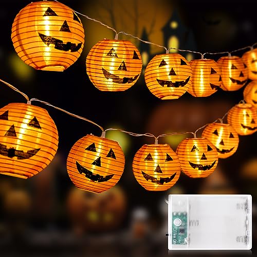Auting Halloween Lichterkette Batterie, 6M 20 LED Orange Kürbis Lampion lichterkette mit Batterie, Wasserdicht lichterkette halloween Deko für Außen Innen, Allerheiligen, Halloween Dekorations., 5.99 €