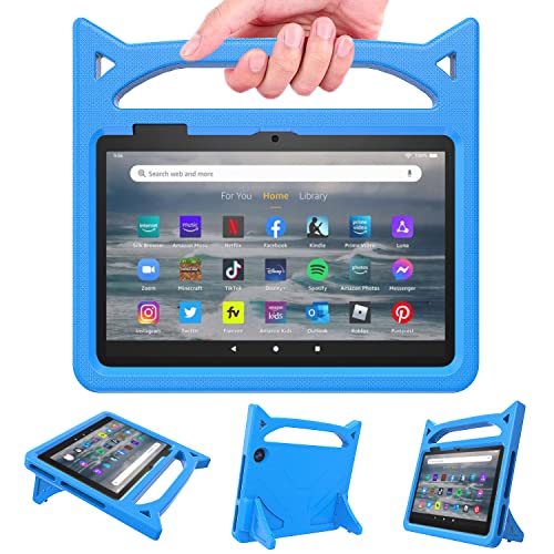 RIAOUR 7inch Tablet Case for Kids, Lightweight Shockproof Kid-Proof Cover with Handle Stand for 7 inch Tablet Kids Case Incompatible iPad Samsung Lenove TCL Onn 7inch Tablet (Blue)