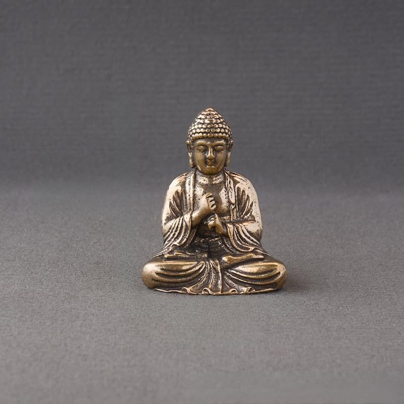 Buddhism Meditation Buddha Statue Figurine Metal Copper Brass Portable Mini Size Sculpture Travel Altar Office Table Decor Car Dashboard Zen Accessories Ornaments (D) image 2