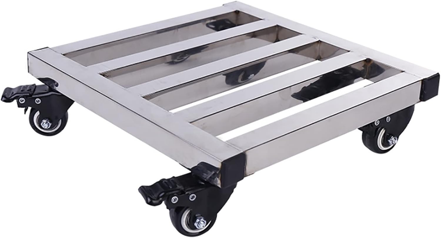 Plant Saucers Planter Caddies Flower Pot Standle Tray Stainless Steel Plant Rack with Wheels Plant Cart for Indoor and Outdoor Garden Plants/Sier/35Cm,Sier-25Cm