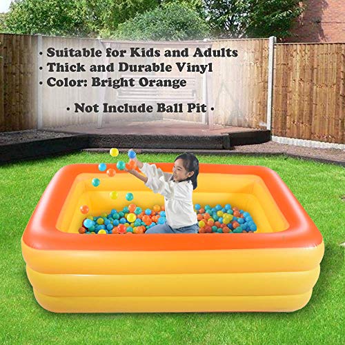 HIWENA Inflatable Family Swim Play Center Pool, 83" x 57" x 26" Giant Swimming Pool Summer Water Fun with Inflatable Soft Floor (83" Orange)