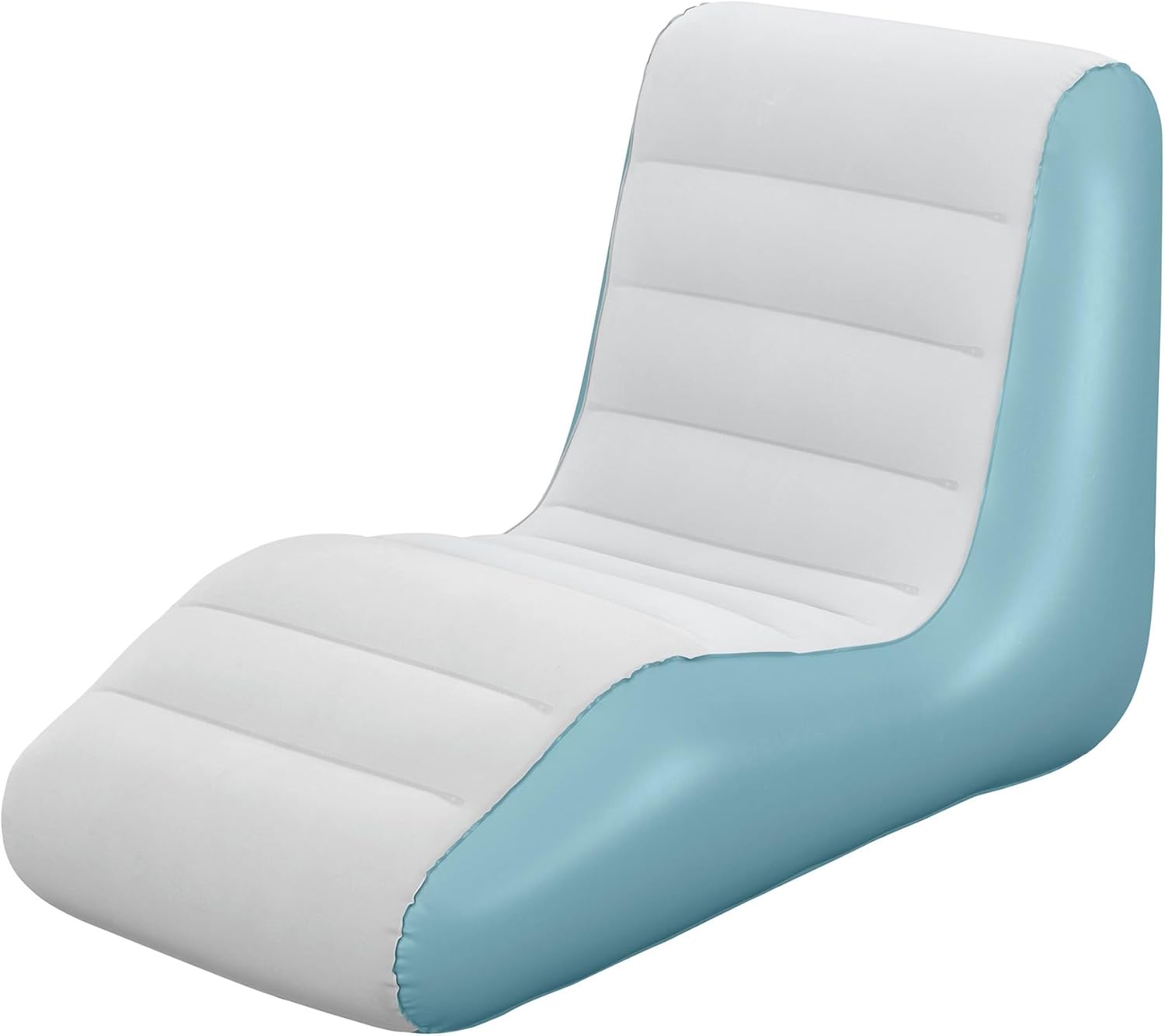 Bestway: Leisure Luxe Chaise Lounger - Blue & Grey, 52.5x31x34.5, Inflatable Ergonomic Air Recliner, Lightweight, Indoor & Outdoor Seating, I-Beam