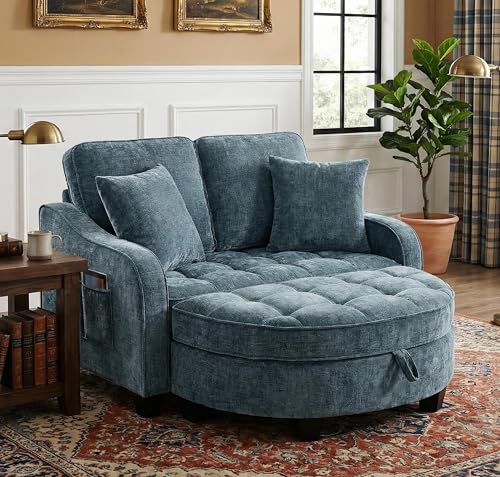 Olodumare Round Chaise with Storage Ottoman