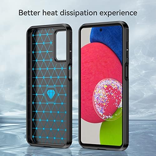 Teayoha Case for Samsung Galaxy A23 5G/4G, with Tempered Glass Screen Protector [2 Pack], Carbon Fiber Scratch Resistant, Shock Absorption Soft TPU Drawing Protective Cases Phone Cover - Black