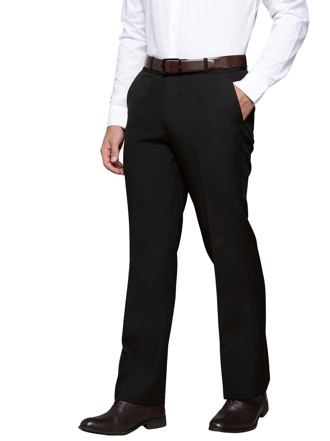 divisive Men's Boot Cut Slim Fit Stretch Poly Lycra Pants Trouser-picture-41