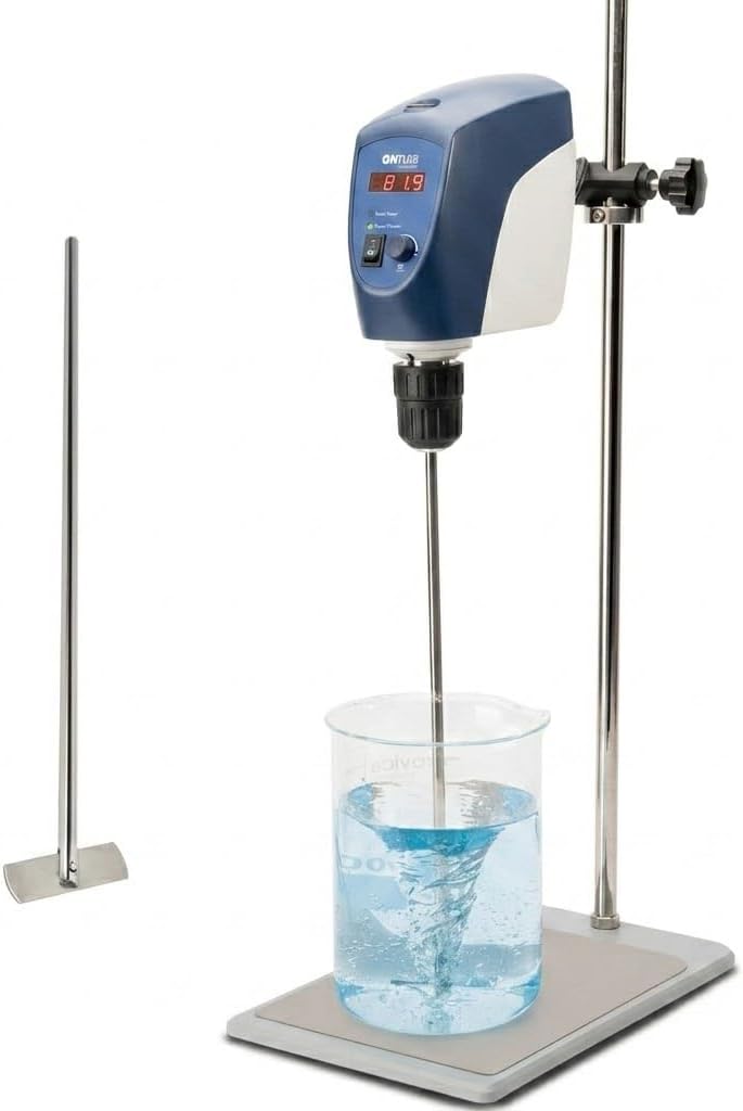 ONiLAB Electric Overhead Stirrer, LED Digital Overhead Stirrer, Mixer with Stirring Rod, 20L, 10000 mPas, 50~2200 RPM, Aluminium Alloy (Stand Included)