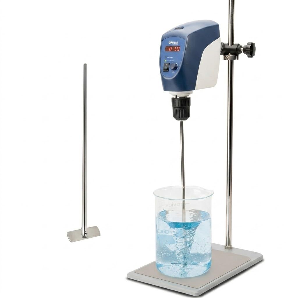 ONiLAB Electric Overhead Stirrer, LED Digital Overhead Stirrer Mixer with Stirring Rod，20L ，10000 mPas ， 50~2200RPM, Aluminum Alloy(Stand Included)…