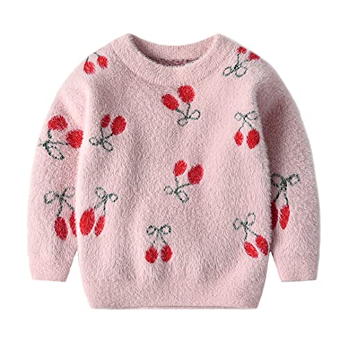 Kids Winter Toddler Sweaters Warm Cherry Long Sleeve Pullover Knitted Sweater3