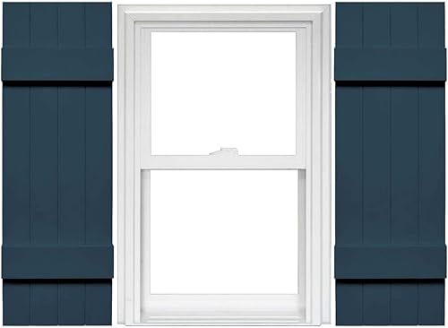 Miniatura 19 de Mid America - Persiana estándar de vinilo tipo revestimiento exterior de madera de 4 tablones de 14 pulgadas (1 par)