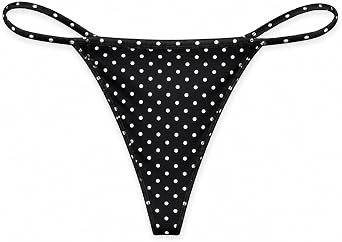 Victoria's Secret String Straps V-String Panty Polka Dot Black/White Large