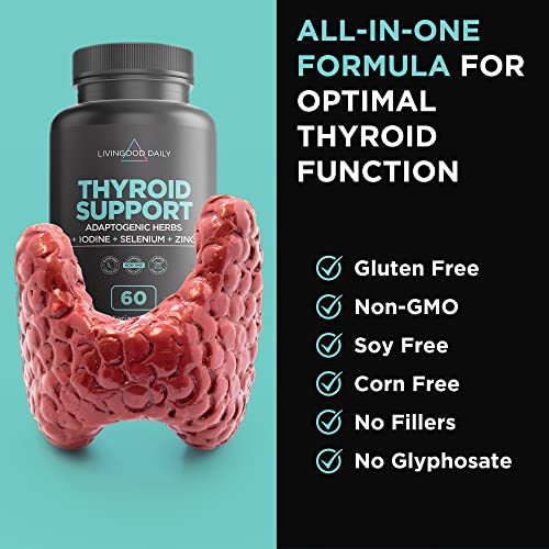 Livingood Daily Thyroid Support Bundle - Complete Thyroid Supplement Plus Adrenal And Cortisol Support #TOP2