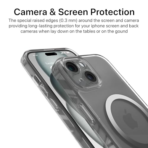 Image of Vaku Luxos Thermoplastic Polyurethane Back Cover Case For iPhone 15 Plus Scratch Resistant Slim Fit Protective Design Military-Grade Protection Compatible With Mag-Safe Wireless Charging-Grey
