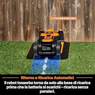 Lawnmaster OcuMow®18 Toscabaldì Robotico Senza Filo 500 m² Batteria 2Ah, Navigazione Ottica, Evitamento di Ostacoli, Stazione di Carica Automatica, Funzione Zona Vietata, WiFi & Bluetooth App