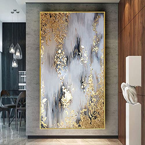 Tableau fait main abstrait or décoration murale texturée 3D