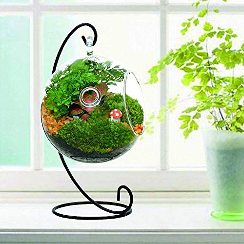Daskfire Ornament Display Stand, Air Plants Holder, Planter Terrariums Hanger, Black Iron Wire Hanging Hook For Glass Crystal Witch Ball, Easter Christmas Decoration, Home Party Decor, Art Craft Fair #TOP4
