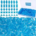 LITMIND Transparent Blue Stained Glass Mosaic Tiles - 240 Pieces in 5 Shapes (Rectangle, Triangle, Rhombus, Square, Leaf) Mixed Sizes for Crafts, Mosaic Projects & Home Décor