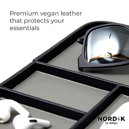 Nordik Leather Valet Tray, Pebble Black, 24x20 cm Medium Vegan Leather Tray for Entryway - Image 3